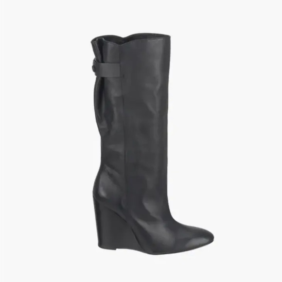 Zara genuine leather black wedge boots - Picture 3 of 15